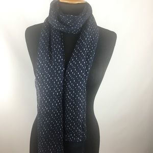 Navy blue spotted silk scarf turban shawl wrap
